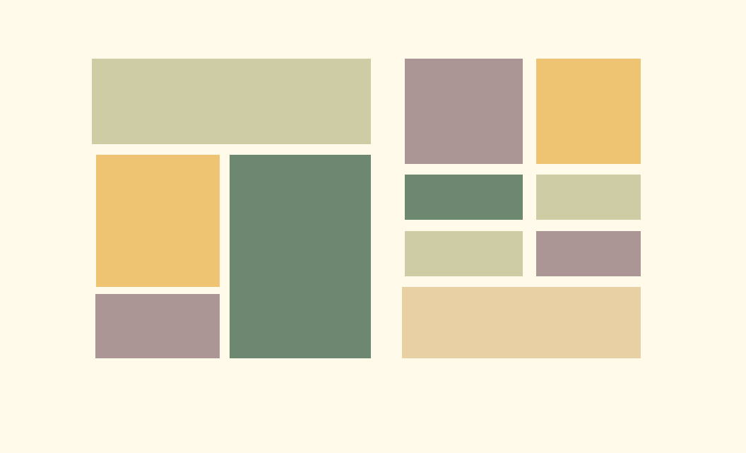 multiple boxes with diffrent hight and width